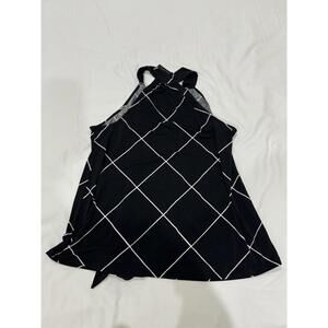 NWT Lane Bryant Black and White Grid Tie Front Sleeveless Blouse- Size 14/16
